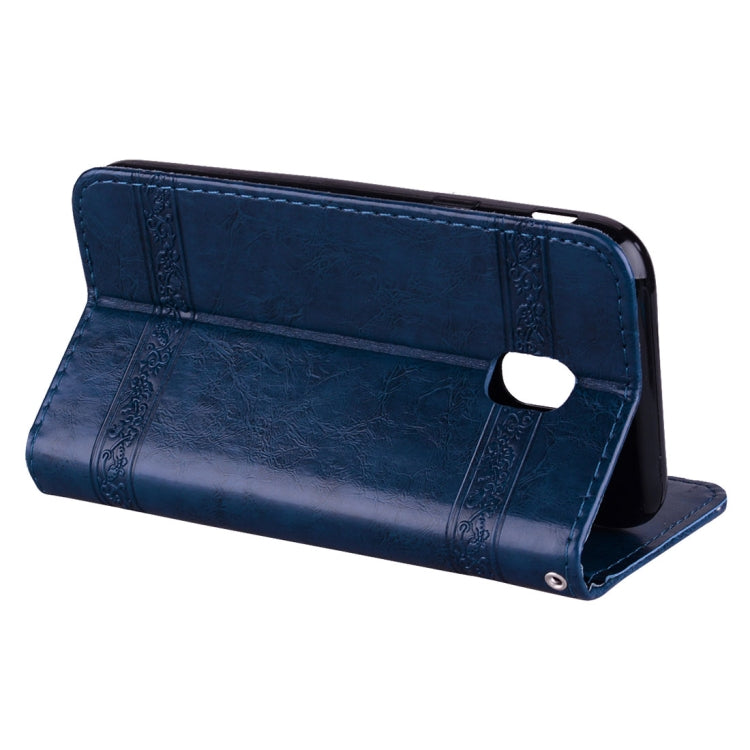 For Galaxy J5 (2017) / J530 ( EU Version) Retro Oil Wax Texture Embossed Horizontal Flip Leather Case with Holder & Card Slots & Wallet & Photo Frame