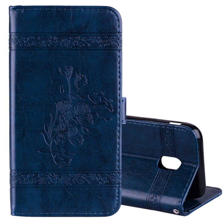 For Galaxy J5 (2017) / J530 ( EU Version) Retro Oil Wax Texture Embossed Horizontal Flip Leather Case with Holder & Card Slots & Wallet & Photo Frame