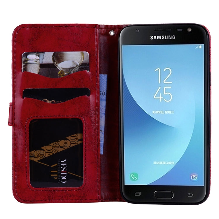For Galaxy J5 (2017) / J530 ( EU Version) Retro Oil Wax Texture Embossed Horizontal Flip Leather Case with Holder & Card Slots & Wallet & Photo Frame