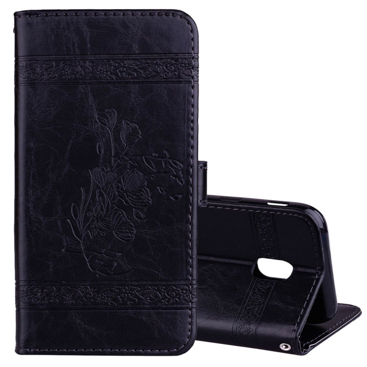 For Galaxy J7 (2017) / J730 ( EU Version) Retro Oil Wax Texture Embossed Horizontal Flip Leather Case with Holder & Card Slots & Wallet & Photo Frame
