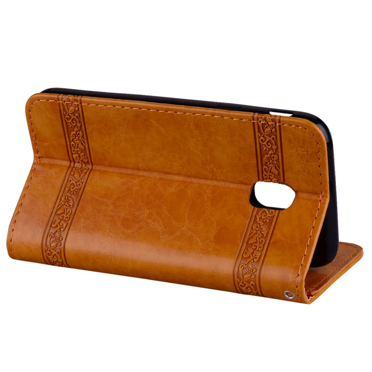 For Galaxy J7 (2017) / J730 ( EU Version) Retro Oil Wax Texture Embossed Horizontal Flip Leather Case with Holder & Card Slots & Wallet & Photo Frame