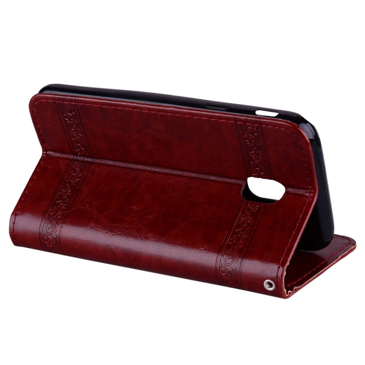 For Galaxy J7 (2017) / J730 ( EU Version) Retro Oil Wax Texture Embossed Horizontal Flip Leather Case with Holder & Card Slots & Wallet & Photo Frame