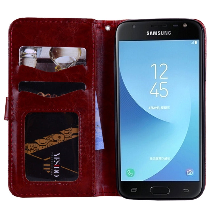 For Galaxy J7 (2017) / J730 ( EU Version) Retro Oil Wax Texture Embossed Horizontal Flip Leather Case with Holder & Card Slots & Wallet & Photo Frame