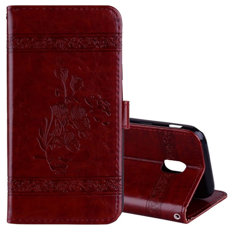For Galaxy J7 (2017) / J730 ( EU Version) Retro Oil Wax Texture Embossed Horizontal Flip Leather Case with Holder & Card Slots & Wallet & Photo Frame