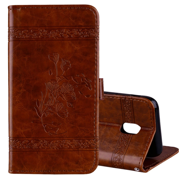 For Galaxy J7 (2017) / J730 ( EU Version) Retro Oil Wax Texture Embossed Horizontal Flip Leather Case with Holder & Card Slots & Wallet & Photo Frame