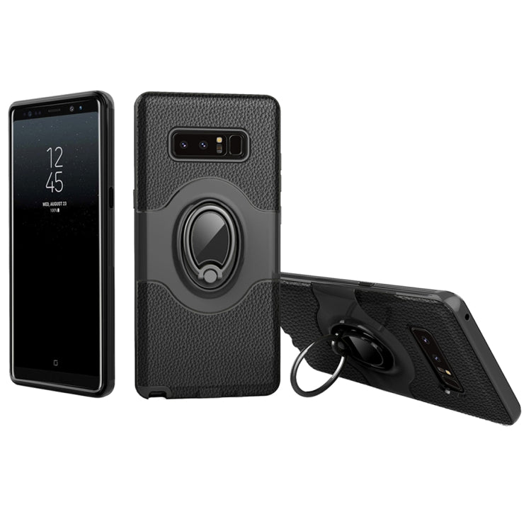 For Galaxy Note 8 Dropproof Full Coverage Protective Case Cover with Magnetic Rotatable Ring Holder