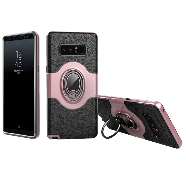 For Galaxy Note 8 Dropproof Full Coverage Protective Case Cover with Magnetic Rotatable Ring Holder