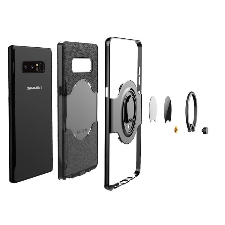 For Galaxy Note 8 Dropproof Full Coverage Protective Case Cover with Magnetic Rotatable Ring Holder