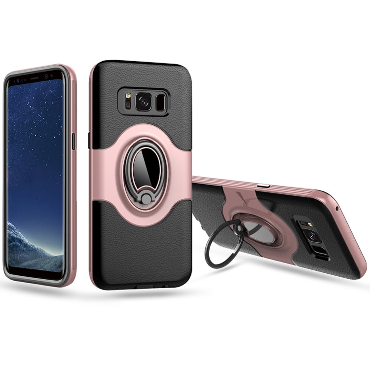 For Galaxy S8 + / G955 Dropproof Full Coverage Protective Case Cover with Magnetic Rotatable Ring Holder