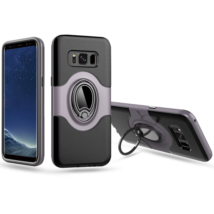 For Galaxy S8 + / G955 Dropproof Full Coverage Protective Case Cover with Magnetic Rotatable Ring Holder