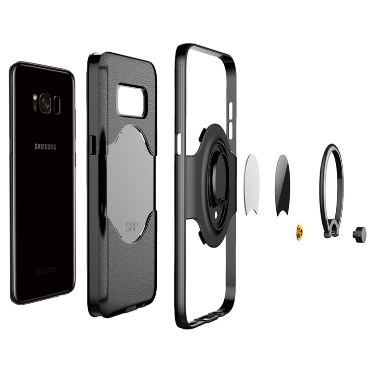 For Galaxy S8 + / G955 Dropproof Full Coverage Protective Case Cover with Magnetic Rotatable Ring Holder