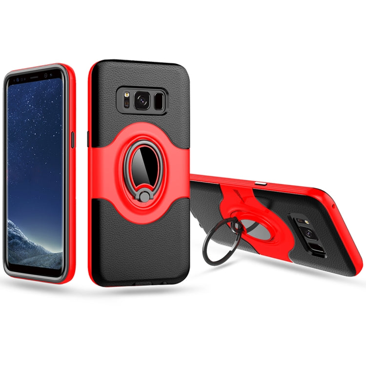 For Galaxy S8 + / G955 Dropproof Full Coverage Protective Case Cover with Magnetic Rotatable Ring Holder