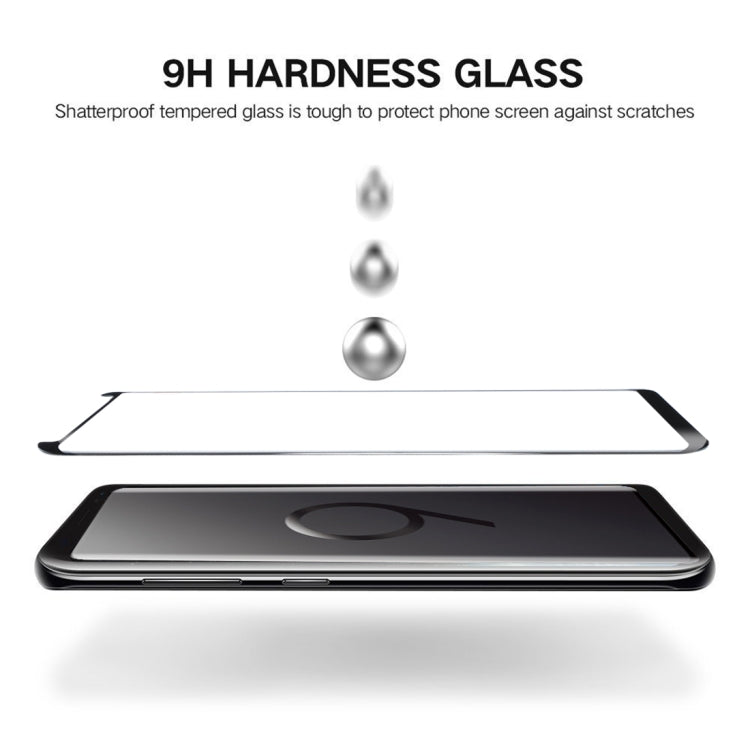 For Galaxy S9+ 0.33mm 9H Surface Hardness 3D Curved Edge Anti-scratch Non-full Screen HD Fully Adhesive Glass Screen Protector (Black)
