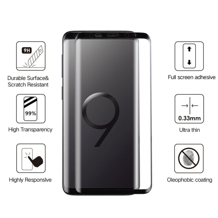 For Galaxy S9 0.33mm 9H Surface Hardness 3D Curved Edge Anti-scratch Full Screen HD Fully Adhesive Glass Screen Protector (Black)