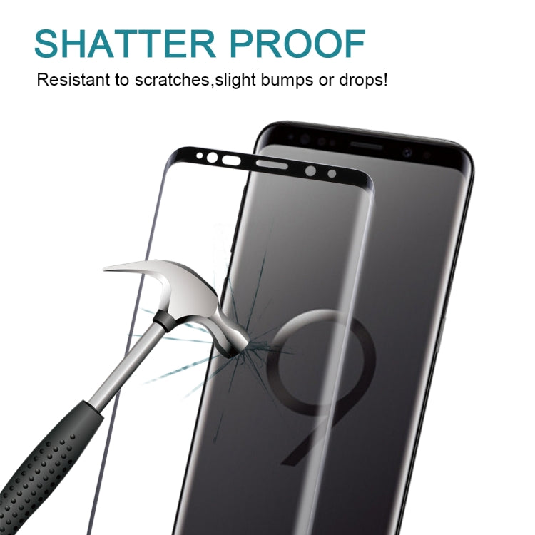For Galaxy S9+ 9H Surface Hardness 3D Curved Edge Anti-scratch Full Screen HD Tempered Glass Screen Protector