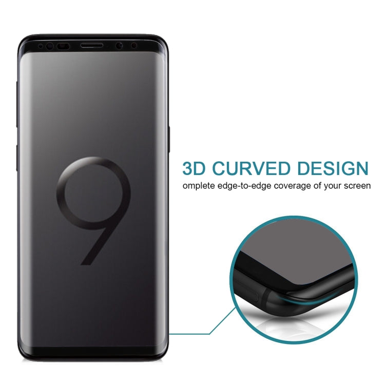 For Galaxy S9+ 9H Surface Hardness 3D Curved Edge Anti-scratch Full Screen HD Tempered Glass Screen Protector