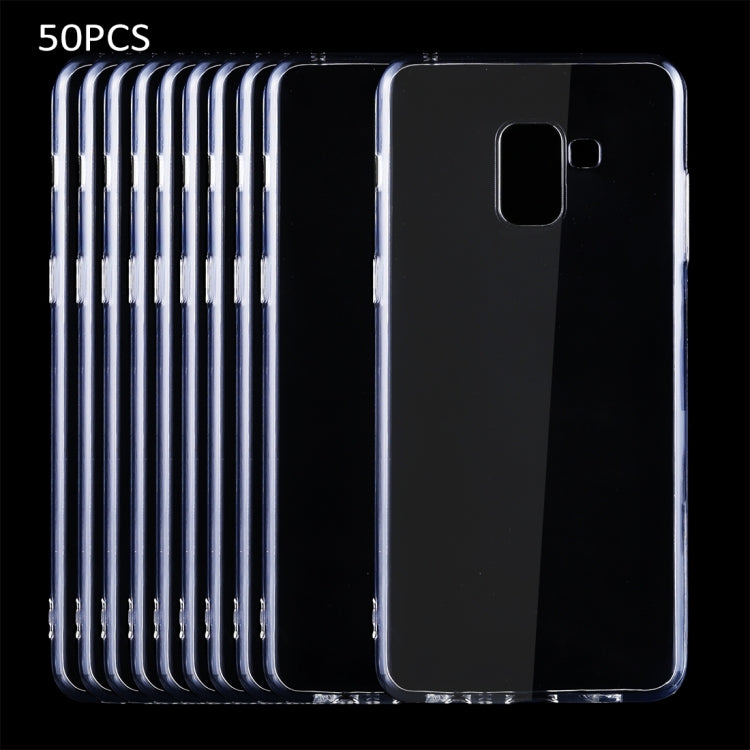 50 PCS for Galaxy A8+ (2018) 0.75mm Ultra-thin Transparent TPU Protective Case