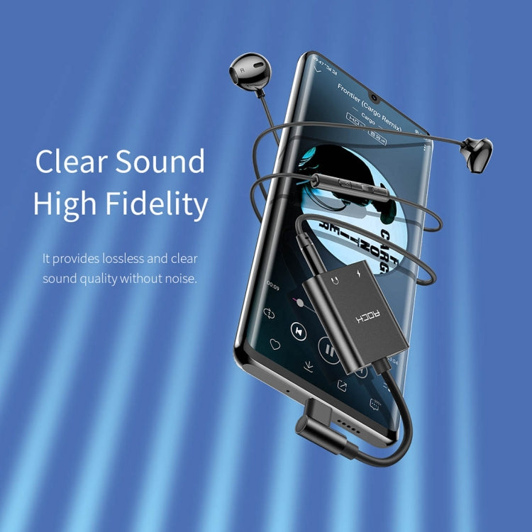 ROCK CA01 USB-C / Type-C to 3.5mm + USB-C / Type-C PD Fast Charging Audio Adapter Cable, Length: 12cm(Black)