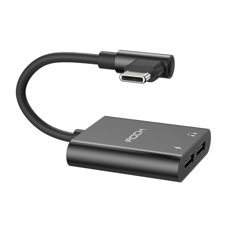 ROCK CA02 USB-C / Type-C to 2 USB-C / Type-C PD Fast Charging Audio Adapter Cable, Length: 12cm(Black)