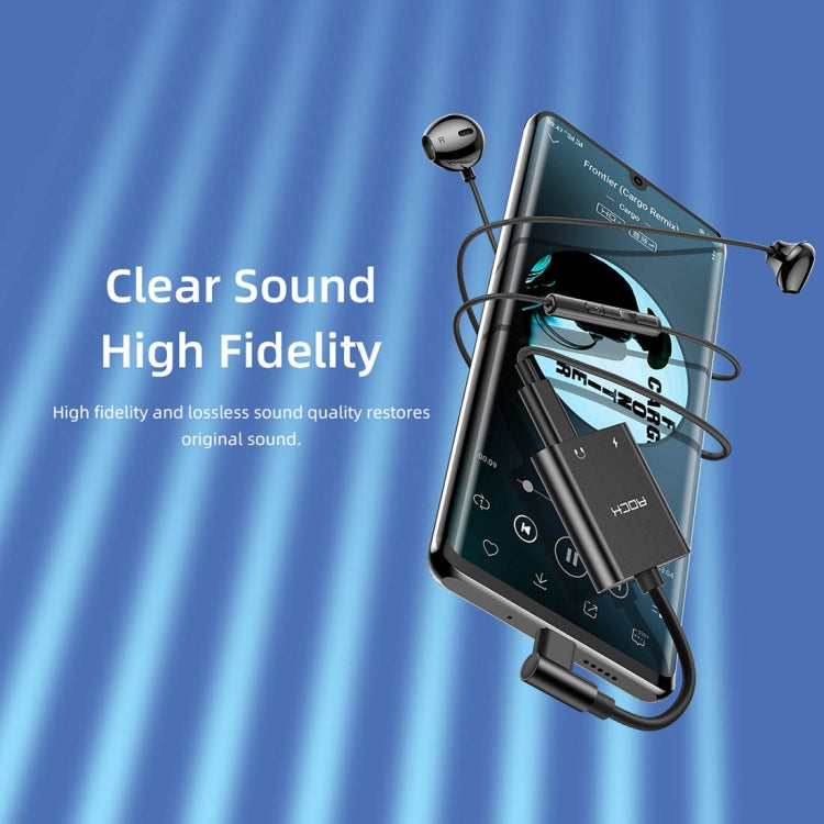 ROCK CA02 USB-C / Type-C to 2 USB-C / Type-C PD Fast Charging Audio Adapter Cable, Length: 12cm(Black)