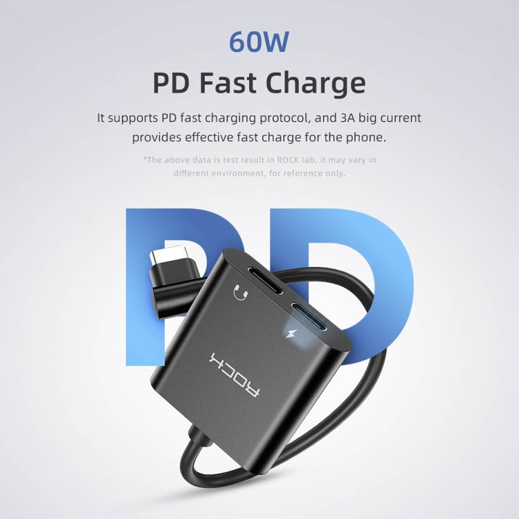 ROCK CA02 USB-C / Type-C to 2 USB-C / Type-C PD Fast Charging Audio Adapter Cable, Length: 12cm(Black)