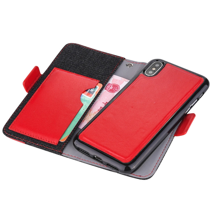 Detachable Denim Spliced Horizontal Flip Genuine Leather Case for Galaxy Note9, with Holder & Wallet & Card Slots