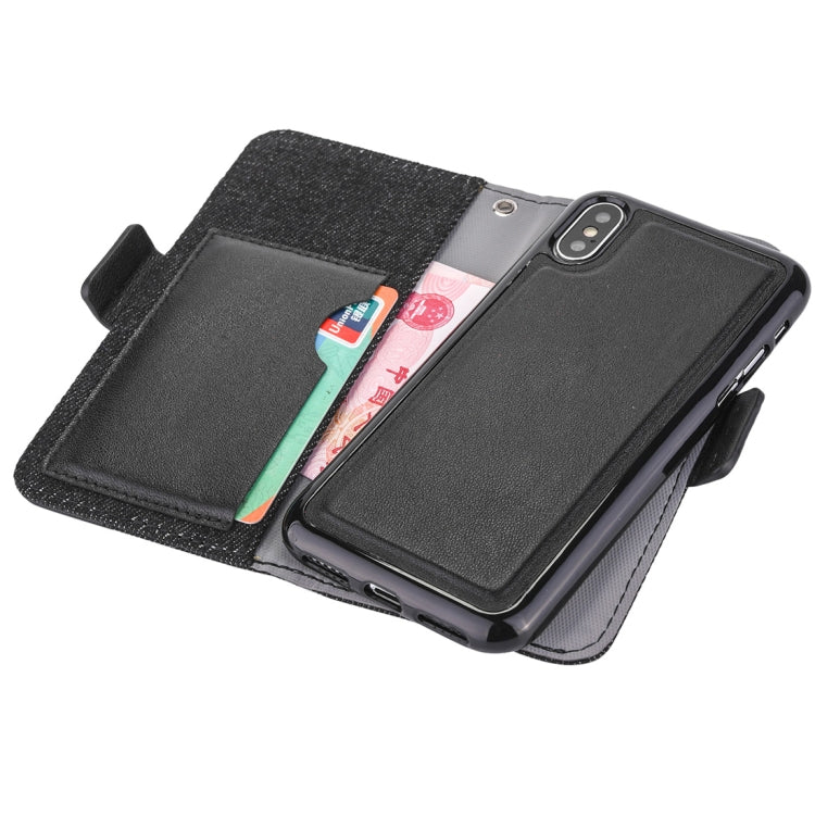 Detachable Denim Spliced Horizontal Flip Genuine Leather Case for Galaxy Note9, with Holder & Wallet & Card Slots