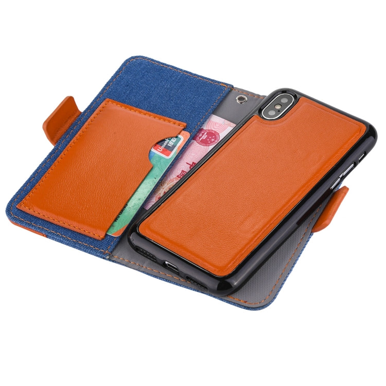 Detachable Denim Spliced Horizontal Flip Genuine Leather Case for Galaxy Note9, with Holder & Wallet & Card Slots