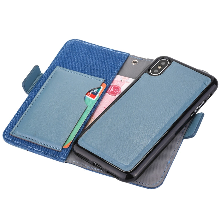Detachable Denim Spliced Horizontal Flip Genuine Leather Case for Galaxy Note9, with Holder & Wallet & Card Slots