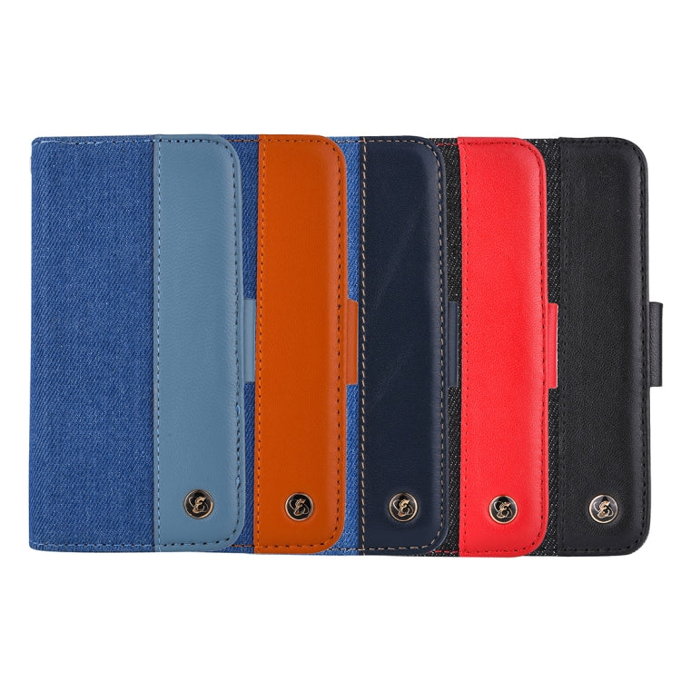Detachable Denim Spliced Horizontal Flip Genuine Leather Case for Galaxy Note9, with Holder & Wallet & Card Slots