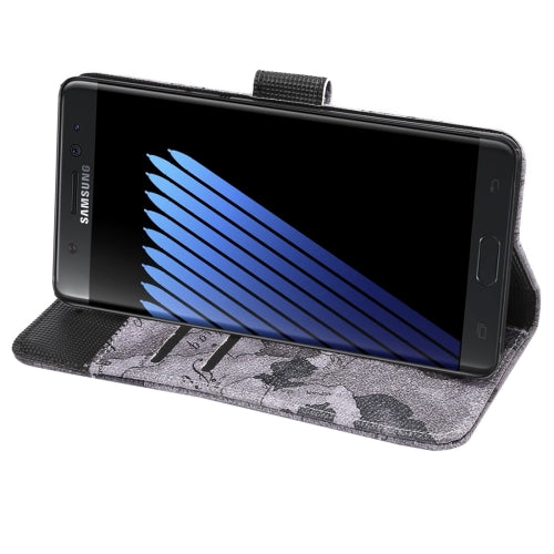 For Galaxy Note 7 / N930 Map Texture Magnetic Adsorption Horizontal Flip Leather Case with Card Slot & Holder & Wallet,Random Pattern Delivery(Grey)