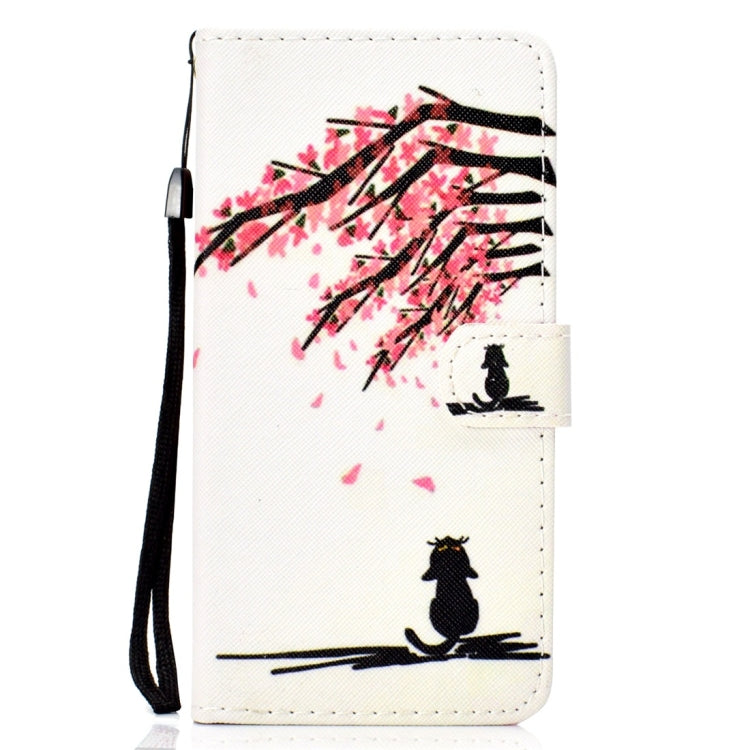 Cherry Tree Pattern Colored Drawing Horizontal Flip Leather Case for Galaxy A30, with Holder & Card Slots & Wallet & Lanyard