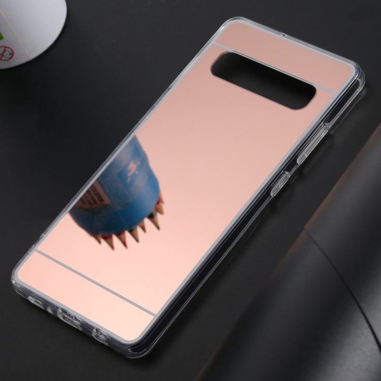 Ultra-thin Electroplating Mirror Acrylic TPU Protective Back Cover Case for Galaxy S10 5G(Rose Gold)