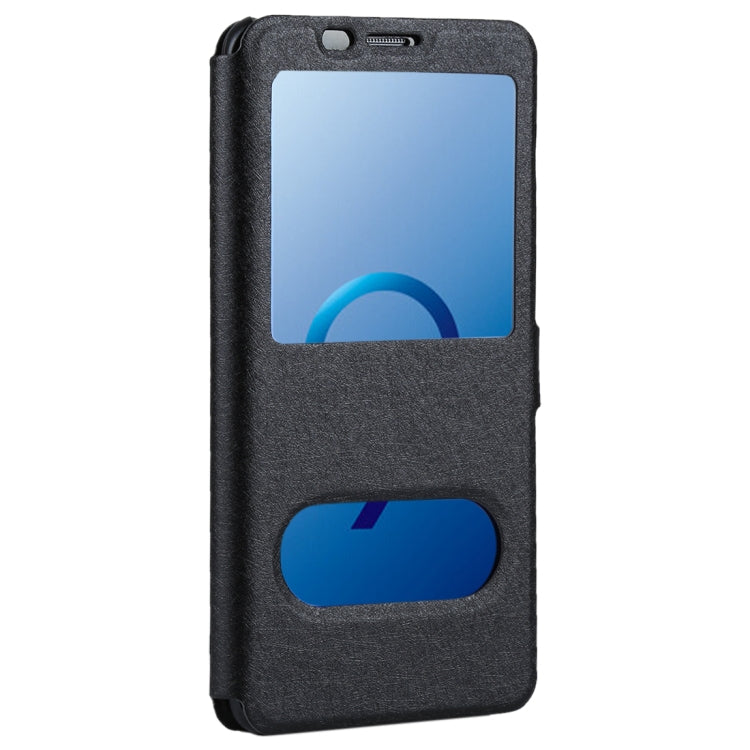 For Galaxy S9 Silk Texture Horizontal Flip Leather Case with Call Display ID & Answer / Reject Display