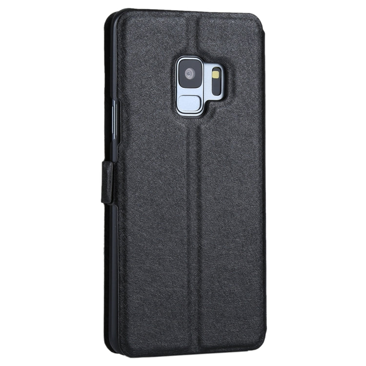 For Galaxy S9 Silk Texture Horizontal Flip Leather Case with Call Display ID & Answer / Reject Display