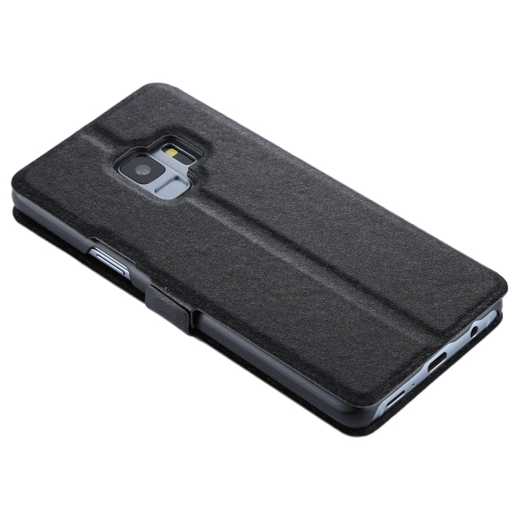 For Galaxy S9 Silk Texture Horizontal Flip Leather Case with Call Display ID & Answer / Reject Display