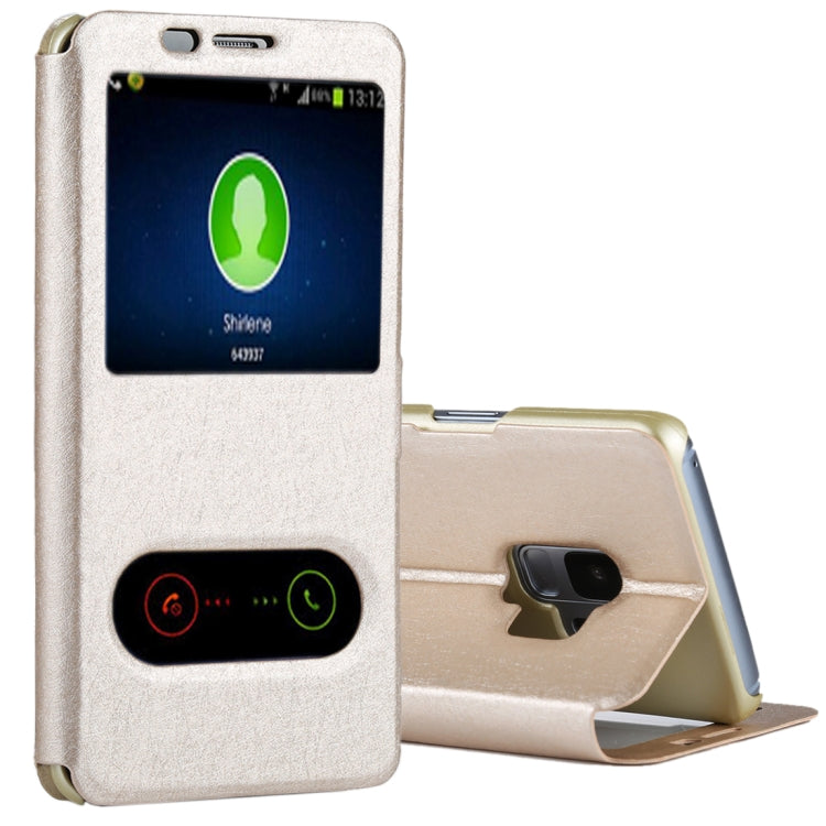 For Galaxy S9 Silk Texture Horizontal Flip Leather Case with Call Display ID & Answer / Reject Display