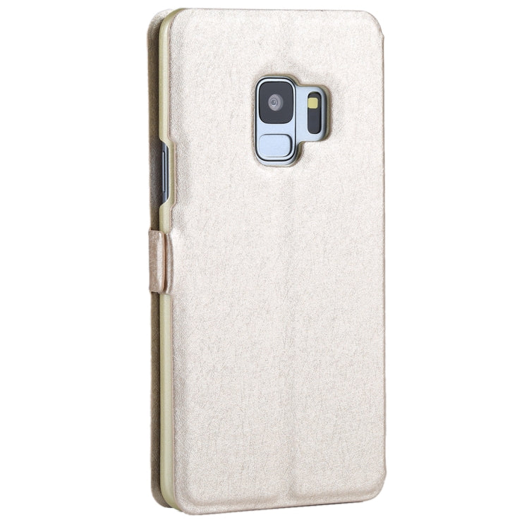 For Galaxy S9 Silk Texture Horizontal Flip Leather Case with Call Display ID & Answer / Reject Display