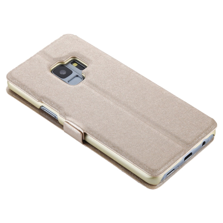 For Galaxy S9 Silk Texture Horizontal Flip Leather Case with Call Display ID & Answer / Reject Display