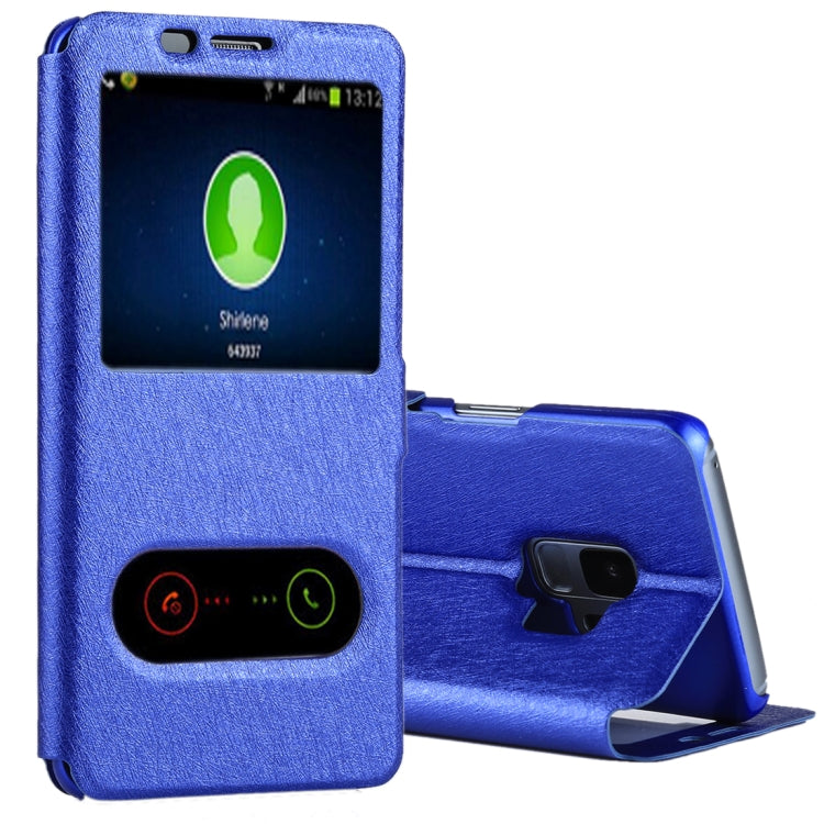 For Galaxy S9 Silk Texture Horizontal Flip Leather Case with Call Display ID & Answer / Reject Display