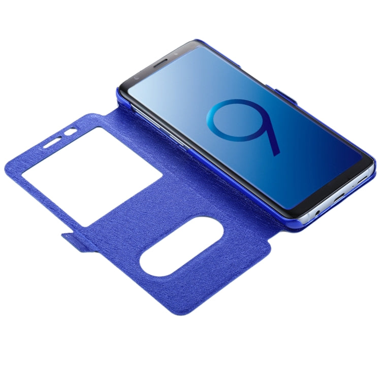 For Galaxy S9 Silk Texture Horizontal Flip Leather Case with Call Display ID & Answer / Reject Display