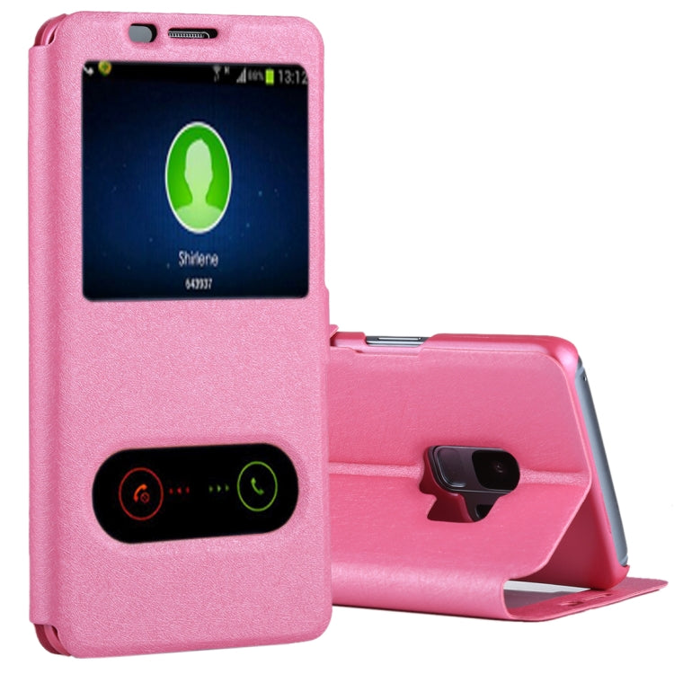 For Galaxy S9 Silk Texture Horizontal Flip Leather Case with Call Display ID & Answer / Reject Display
