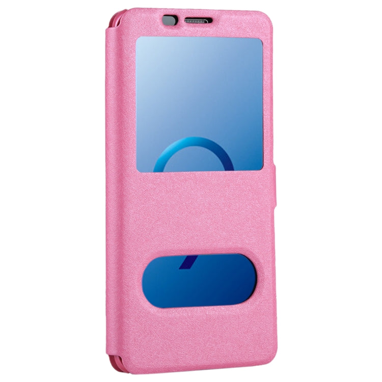 For Galaxy S9 Silk Texture Horizontal Flip Leather Case with Call Display ID & Answer / Reject Display