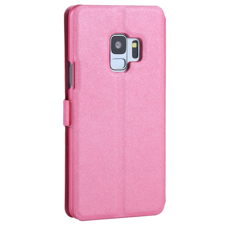 For Galaxy S9 Silk Texture Horizontal Flip Leather Case with Call Display ID & Answer / Reject Display