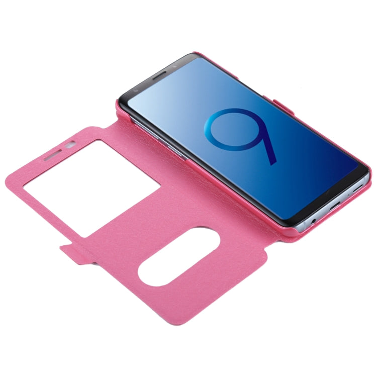 For Galaxy S9 Silk Texture Horizontal Flip Leather Case with Call Display ID & Answer / Reject Display