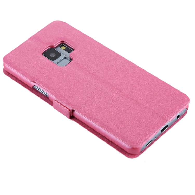 For Galaxy S9 Silk Texture Horizontal Flip Leather Case with Call Display ID & Answer / Reject Display