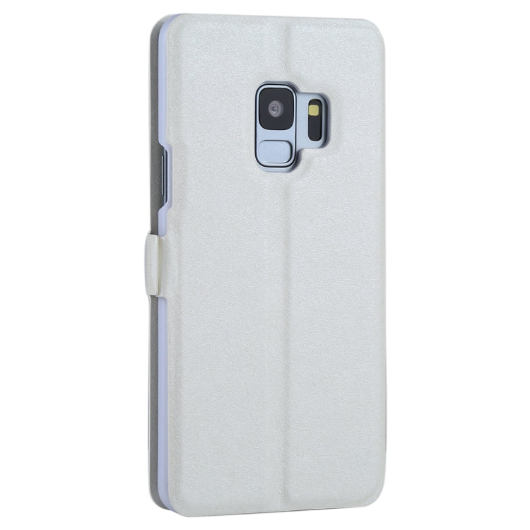 For Galaxy S9 Silk Texture Horizontal Flip Leather Case with Call Display ID & Answer / Reject Display