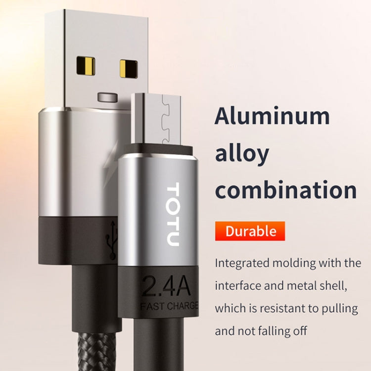 TOTUDESIGN Speedy Series BM-001 2.4A Micro USB Interface Data Sync Fast Charge Data Cable, Cable Length: 2m(Grey)