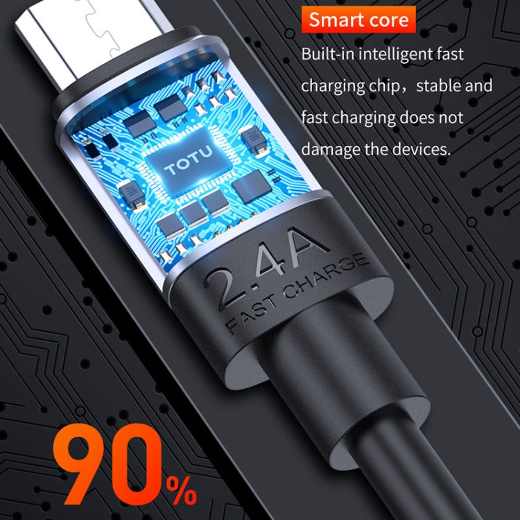 TOTUDESIGN Speedy Series BM-001 2.4A Micro USB Interface Data Sync Fast Charge Data Cable, Cable Length: 2m(Grey)