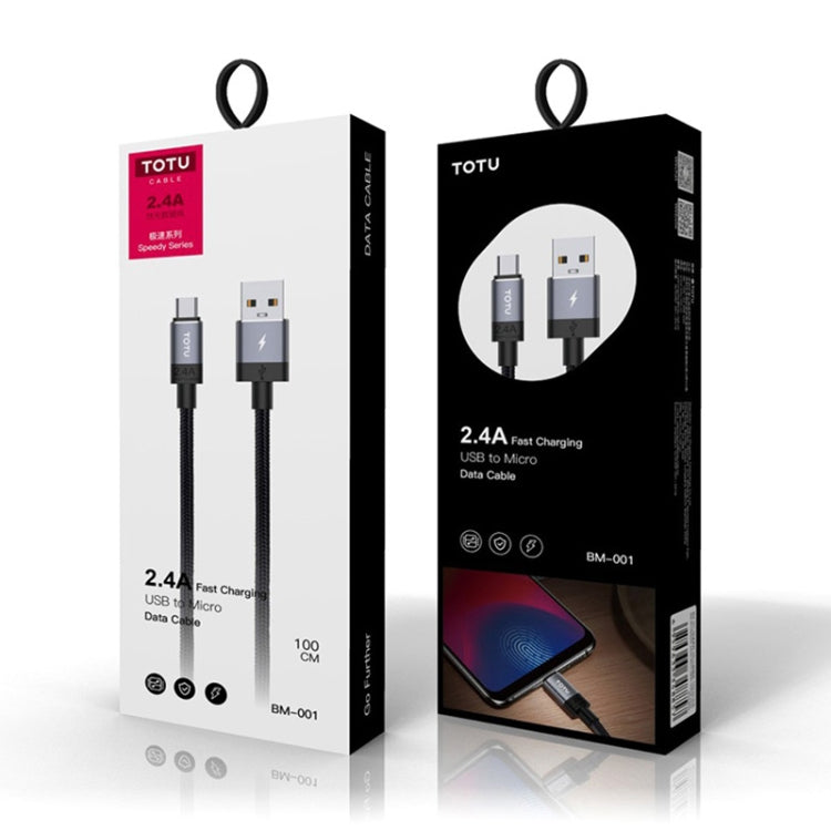 TOTUDESIGN Speedy Series BM-001 2.4A Micro USB Interface Data Sync Fast Charge Data Cable, Cable Length: 25cm(Grey)
